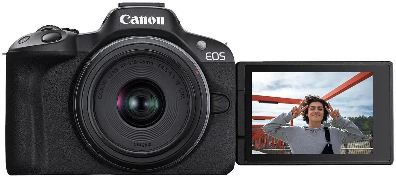 Canon EOS R50 Mirrorless Camera with RF-S 18-45mm f/4.5-6.3 IS STM Lens -Black (5811C012)
