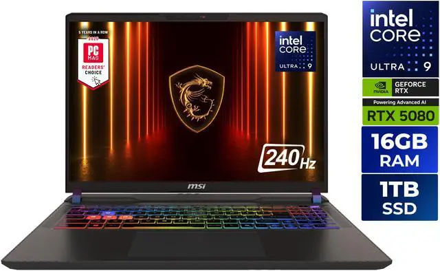 MSI Vector 16 HX AI A2XWIG-050US 16in Gaming Laptop GeForce RTX 5080 Intel Core Ultra 9 275HX